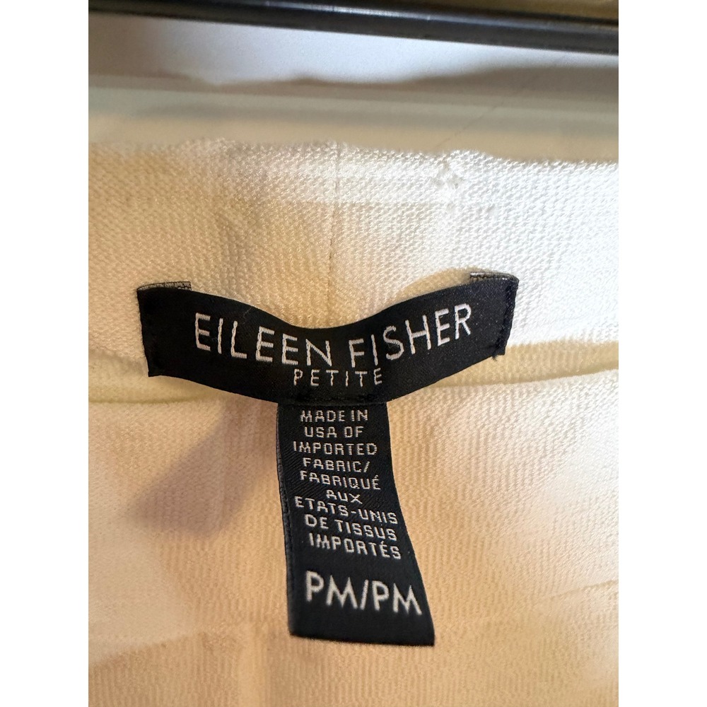Eileen Fisher Petite White Stretch Crepe Ankle Pants PM PM/PM Slim Tapered Leg